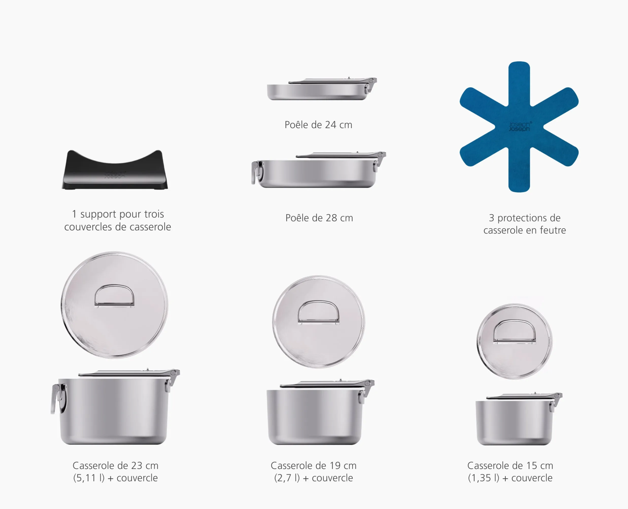 Best Batterie de Cuisine de 5 Pièces en Inox Space Steel Batterie De Cuisine