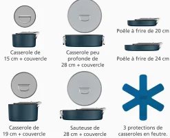 Best Batterie de cuisine Space antiadhésive en céramique 6 pièces e poignée pliante Poêles Et Casseroles|Batterie De Cuisine