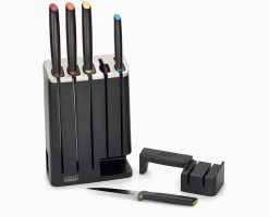 Outlet Bloc SlimBlock Noir avec 5 Couteaux de Cuisine Elevate™ et Aiguiseur Couteaux Et Ciseaux