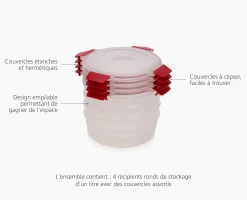Clearance 4 Boîtes Alimentaires Rondes & s 1L Nest™ Lock Round Lunch Box|Rangement & Conservation Alimentaire