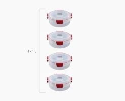 Clearance 4 Boîtes Alimentaires Rondes & s 1L Nest™ Lock Round Lunch Box|Rangement & Conservation Alimentaire