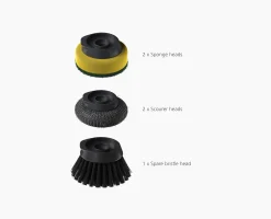 New Brosse à Vaisselle avec Tête de Rechange et 4 Têtes Supplémentaires Brosses & Éponges