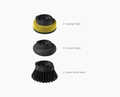Outlet Brosse à Vaisselle et Distributeur de Savon avec Support Inox et 6 Têtes de Rechange Brosses & Éponges