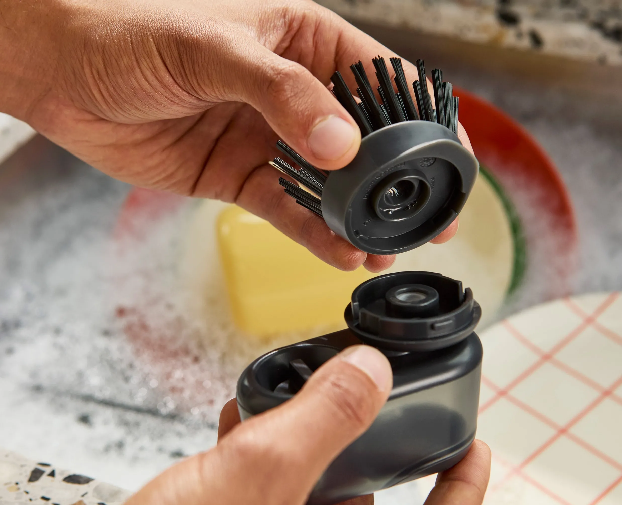 Sale Brosse à Vaisselle à Paume avec Support Inox et 6 Têtes de Rechange SinkTech Brosses & Éponges|Sets Et Kits De Nettoyage Pour La Maison
