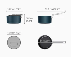 Discount Casserole Space antiadhésive en céramique 15 cm e avec poignée pliante et couvercle Poêles Et Casseroles