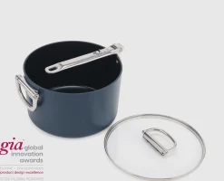 Discount Casserole Space antiadhésive en céramique 23 cm e avec poignée pliante et couvercle Poêles Et Casseroles