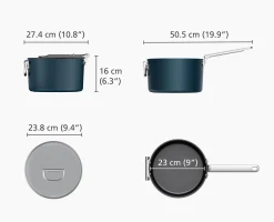Discount Casserole Space antiadhésive en céramique 23 cm e avec poignée pliante et couvercle Poêles Et Casseroles