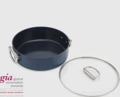 Best Casserole Space peu profonde antiadhésive en céramique 28 cm e avec poignée pliante et couvercle Poêles Et Casseroles