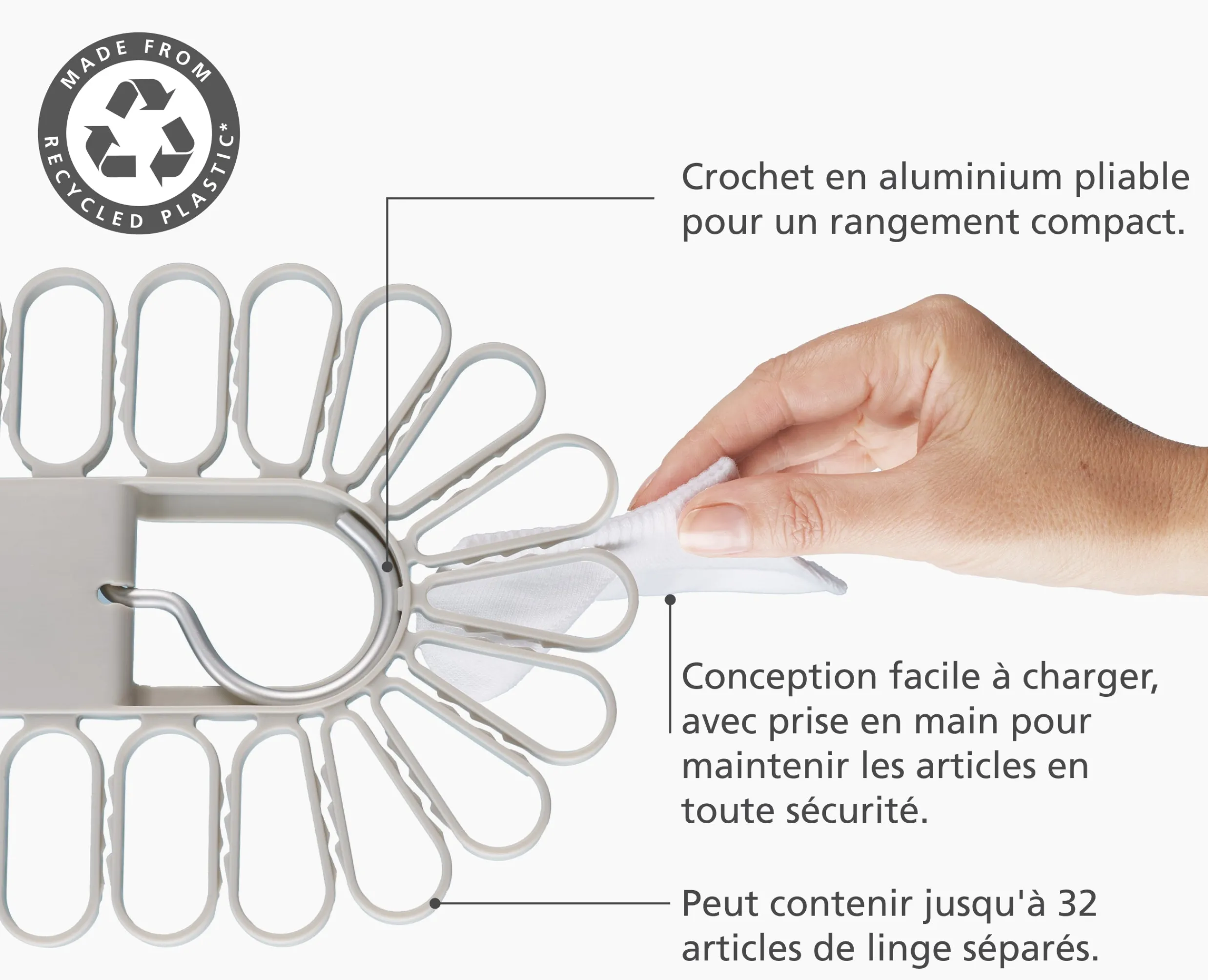 Clearance Cintre de séchage écru à accroche rapide Petal™, 32 pièces Étendoirs À Linge|Accessoires Pratiques Pour Buanderie