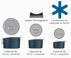 Hot Ensemble de casseroles Space antiadhésives en céramique 3 pièces poignée pliante Poêles Et Casseroles|Batterie De Cuisine