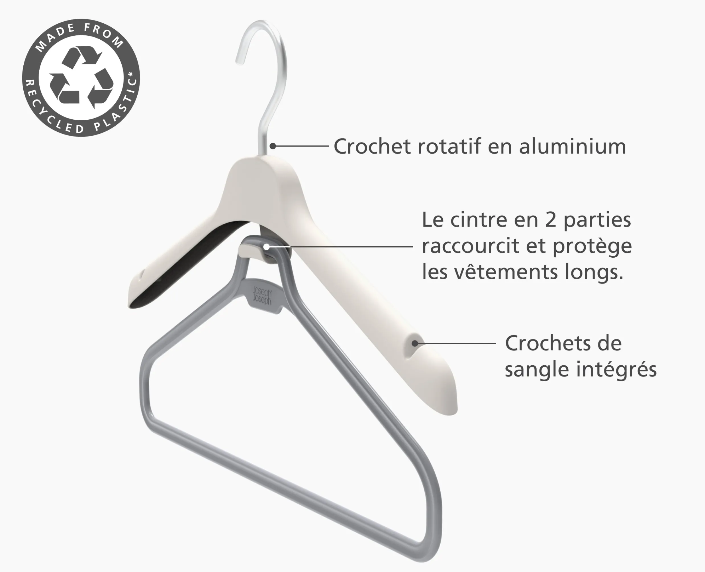 Discount Ensemble de 2 cintres écrus pour vêtements longs Orderly™ Organisateurs De Vêtements