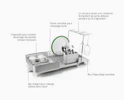 New Égouttoir à Vaisselle et à Verres à Vin Extend™ Steel Plus Égouttoirs À Vaisselle
