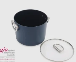 New Marmite Space antiadhésive en céramique 25 cm e avec poignée pliante et couvercle Poêles Et Casseroles