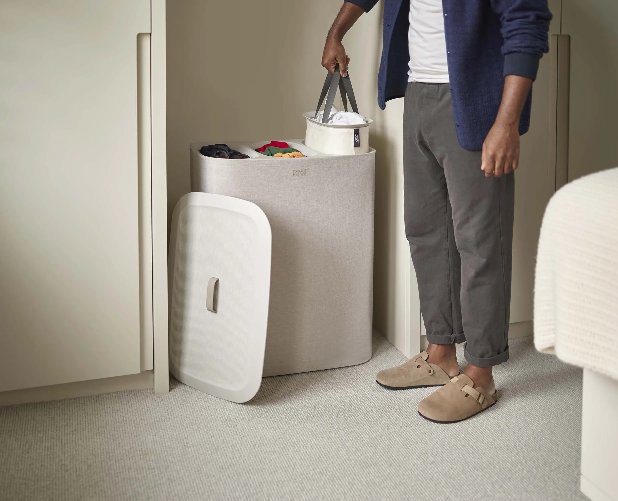 Discount Panier à Linge 3 Compartiments 90L Tota Trio Paniers À Linge