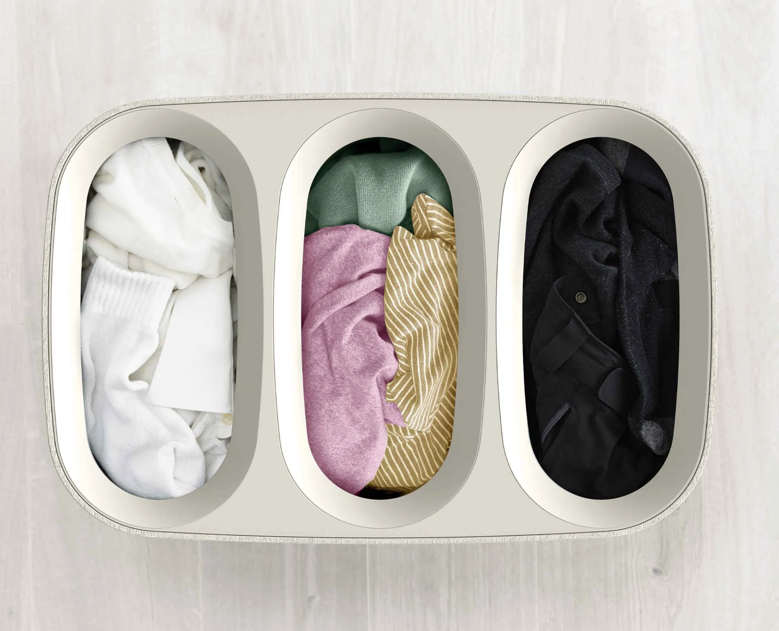 Discount Panier à Linge 3 Compartiments 90L Tota Trio Paniers À Linge