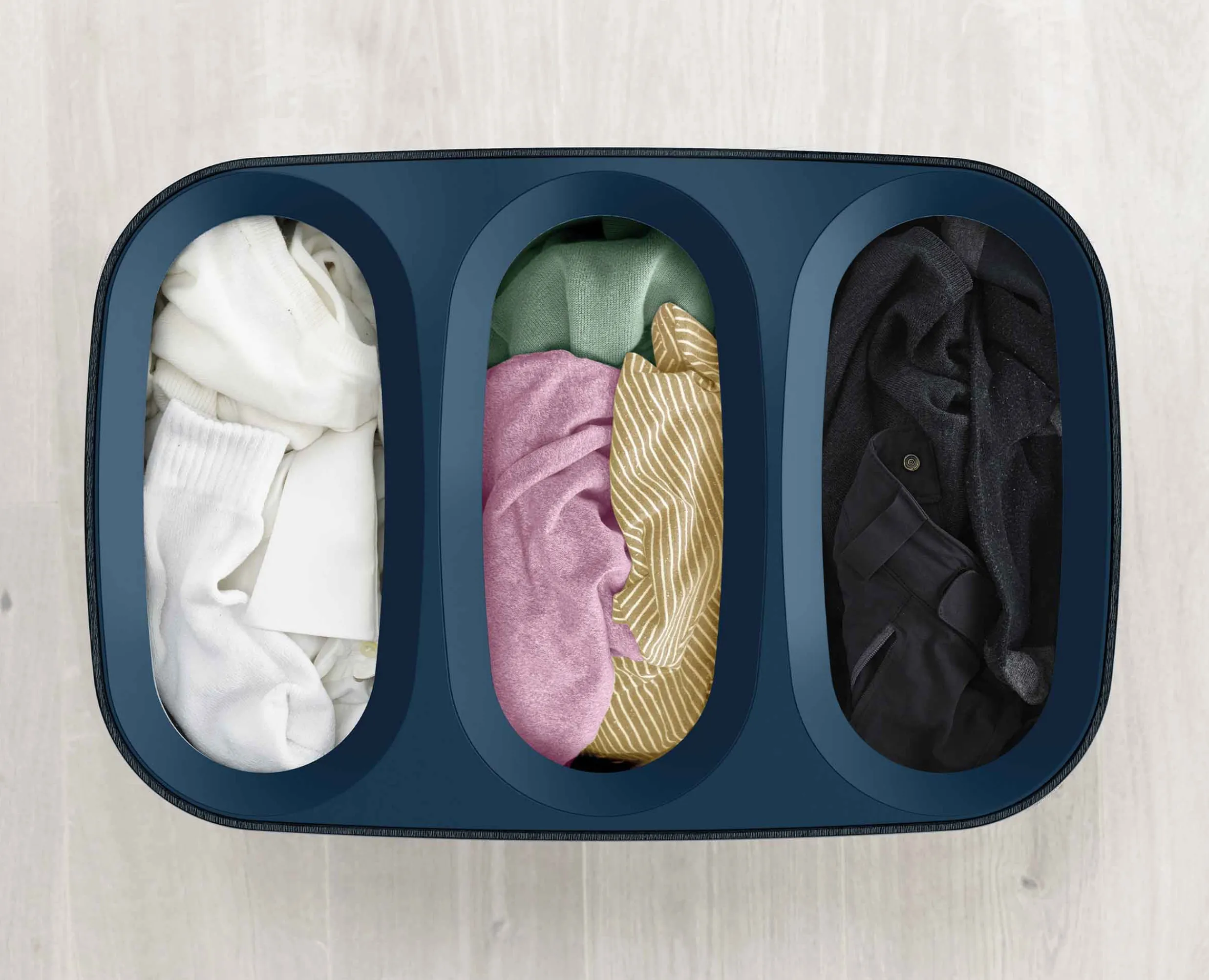 New Panier à Linge 3 Compartiments 90L Tota Trio Paniers À Linge
