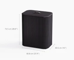 Hot Panier à Linge Triple de Luxe Bambou 90L Tota Trio Luxe Paniers À Linge