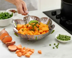 Discount Panier Vapeur Pliable en Inox Bloom™ Gadgets Et Ustensiles