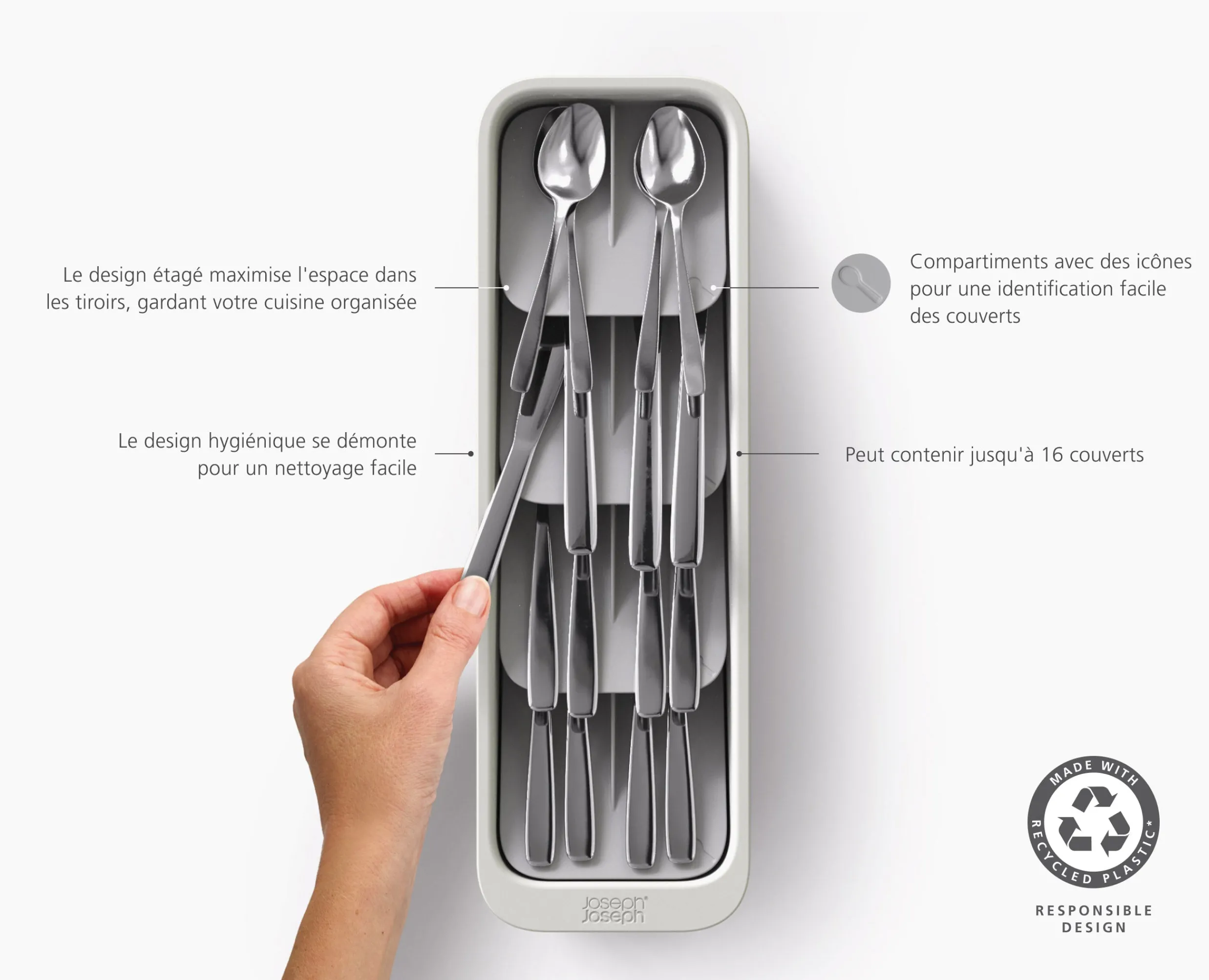 Sale Petit Range-Couverts Étagé Recyclé Drawerstore™ Rangements Tiroirs De Cuisine