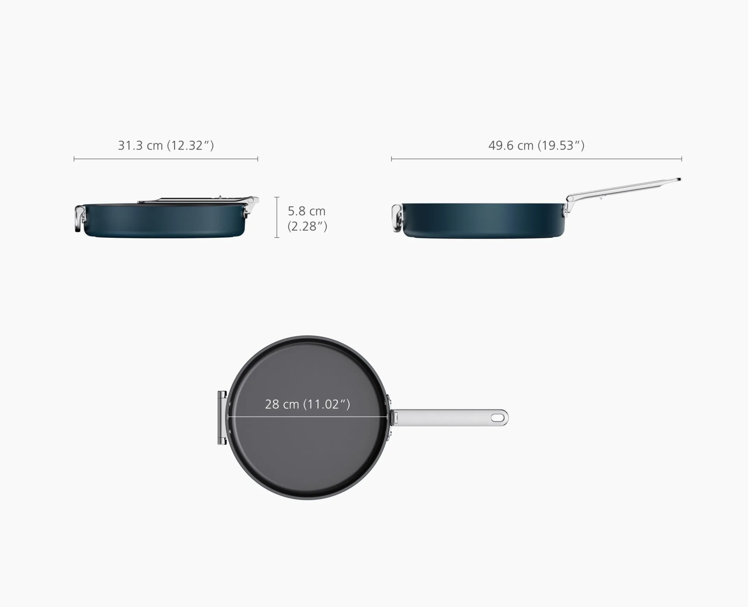 Clearance Poêle Anti-Adhésive de 28cm avec Poignée Pliable e Space Poêles Et Casseroles