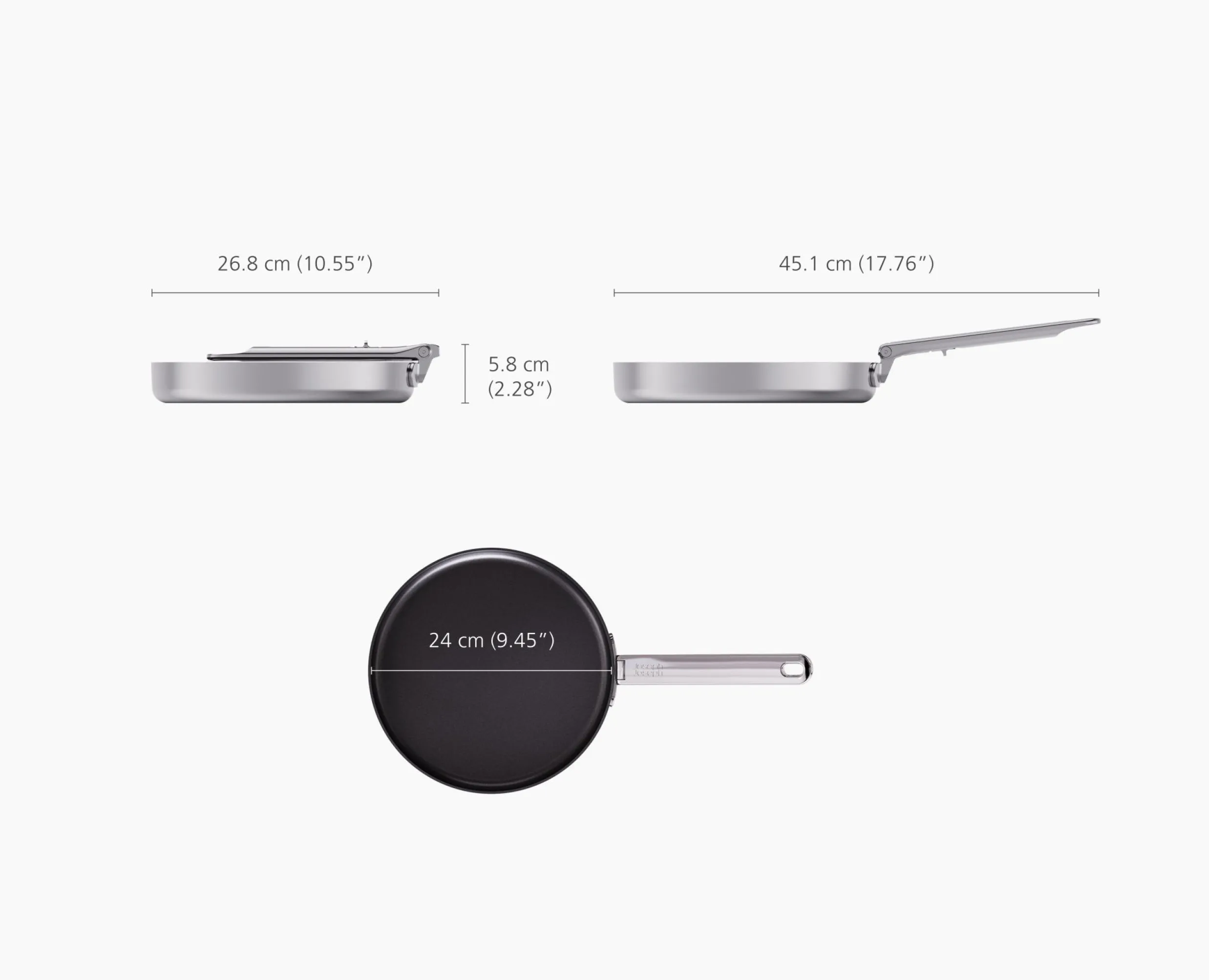 Outlet Poêle à Frire Antiadhésive en Inox de 24cm Space Steel Poêles Et Casseroles
