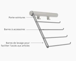 Portant mural rétractable pour ceintures, cravates et écharpes Orderly™ écru Organisateurs De Vêtements