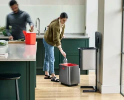 New Poubelle de Tri 60l Inox Totem Max Poubelles De Tri Sélectif