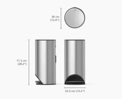 Best Poubelle 30L Inox Arc™ Easy-Push Poubelles De Cuisine