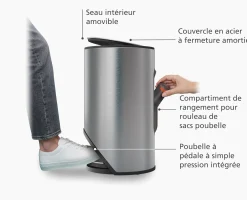 Poubelle 10l Inox Arc™ Easy-Push Poubelle De Salle De Bain|Poubelles De Salle De Bain