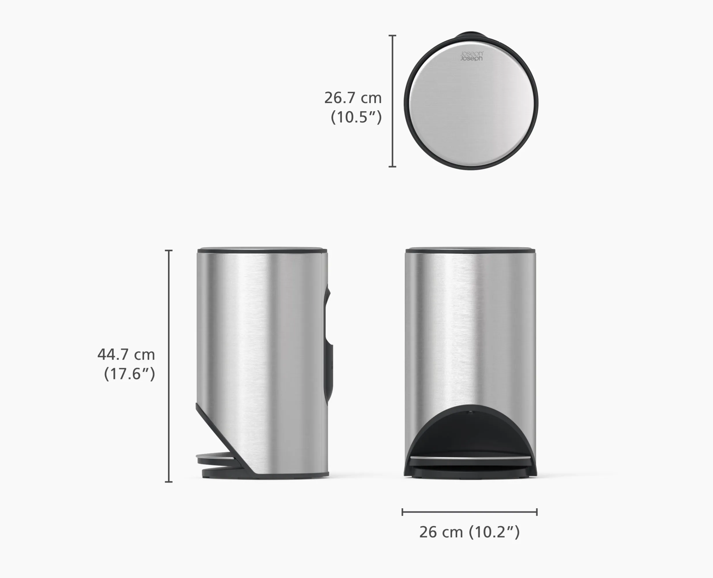 Poubelle 10l Inox Arc™ Easy-Push Poubelle De Salle De Bain|Poubelles De Salle De Bain
