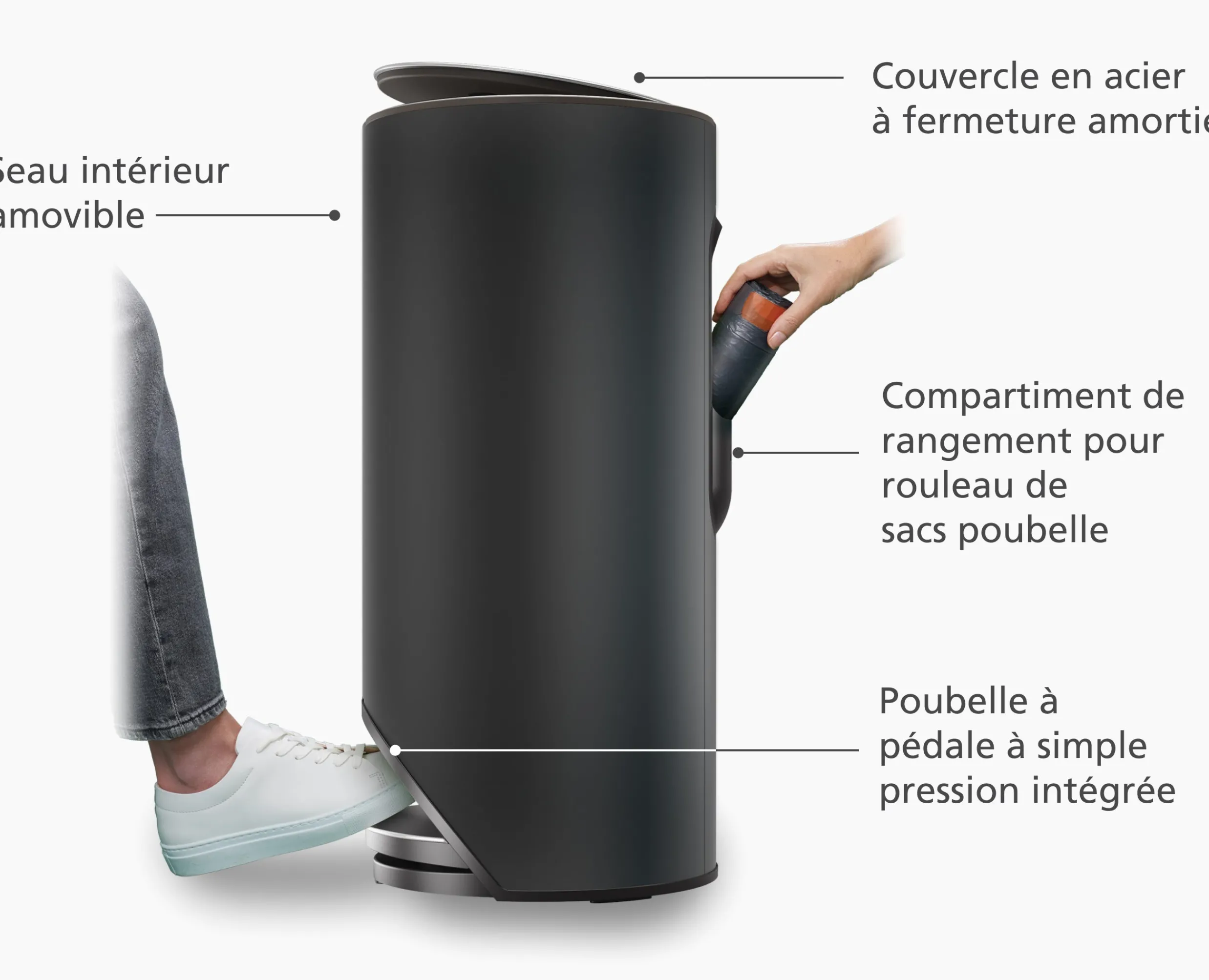 Discount Poubelle 30l Mat Arc™ Easy-Push Poubelles De Cuisine