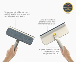 Outlet Raclette pour Vitres avec Microfibre 2-en-1 CleanTech™ Accessoires & Outils Pour Ménage Maison