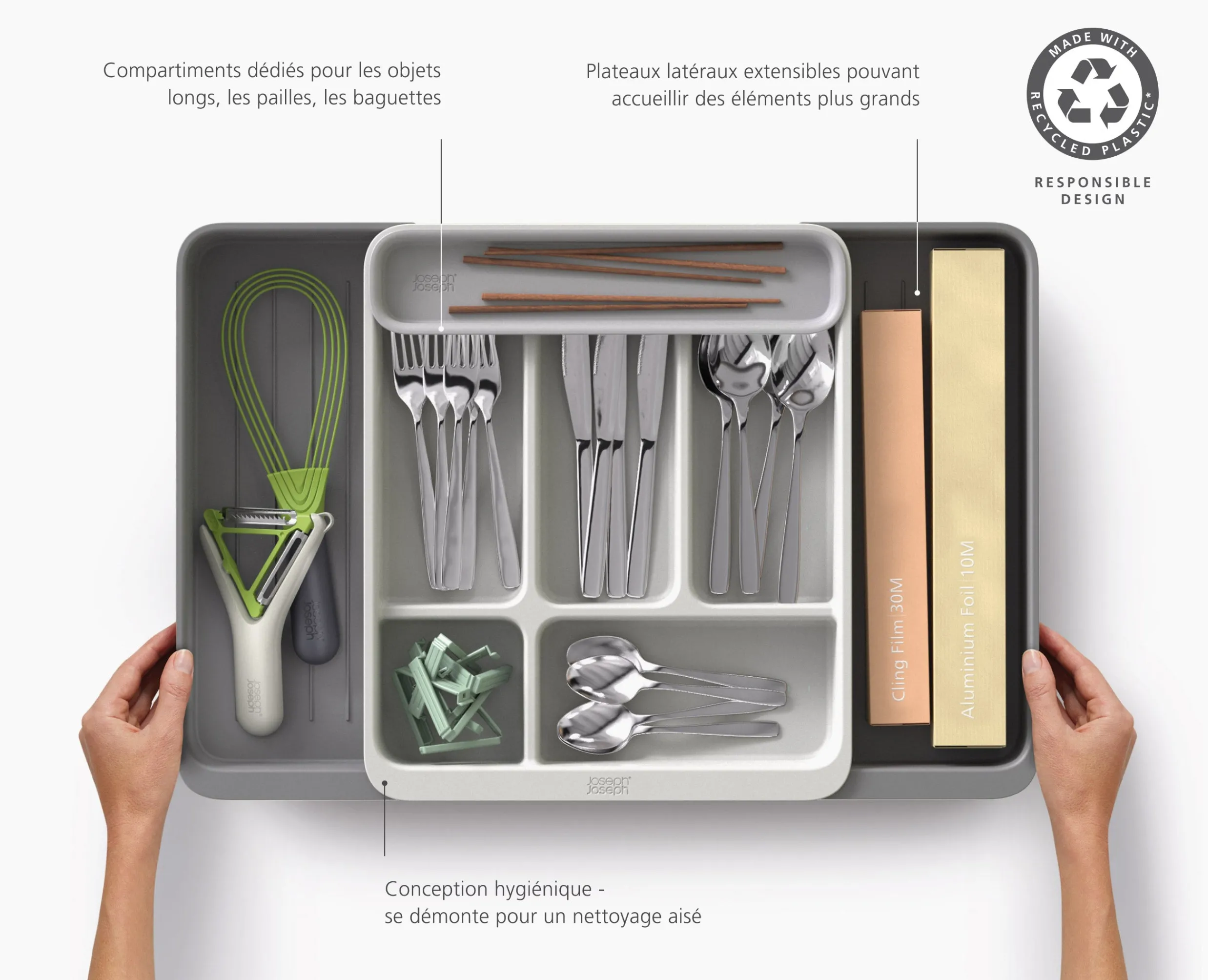 Discount Range-Couverts Extensible Recyclé Drawerstore™ Rangements Tiroirs De Cuisine