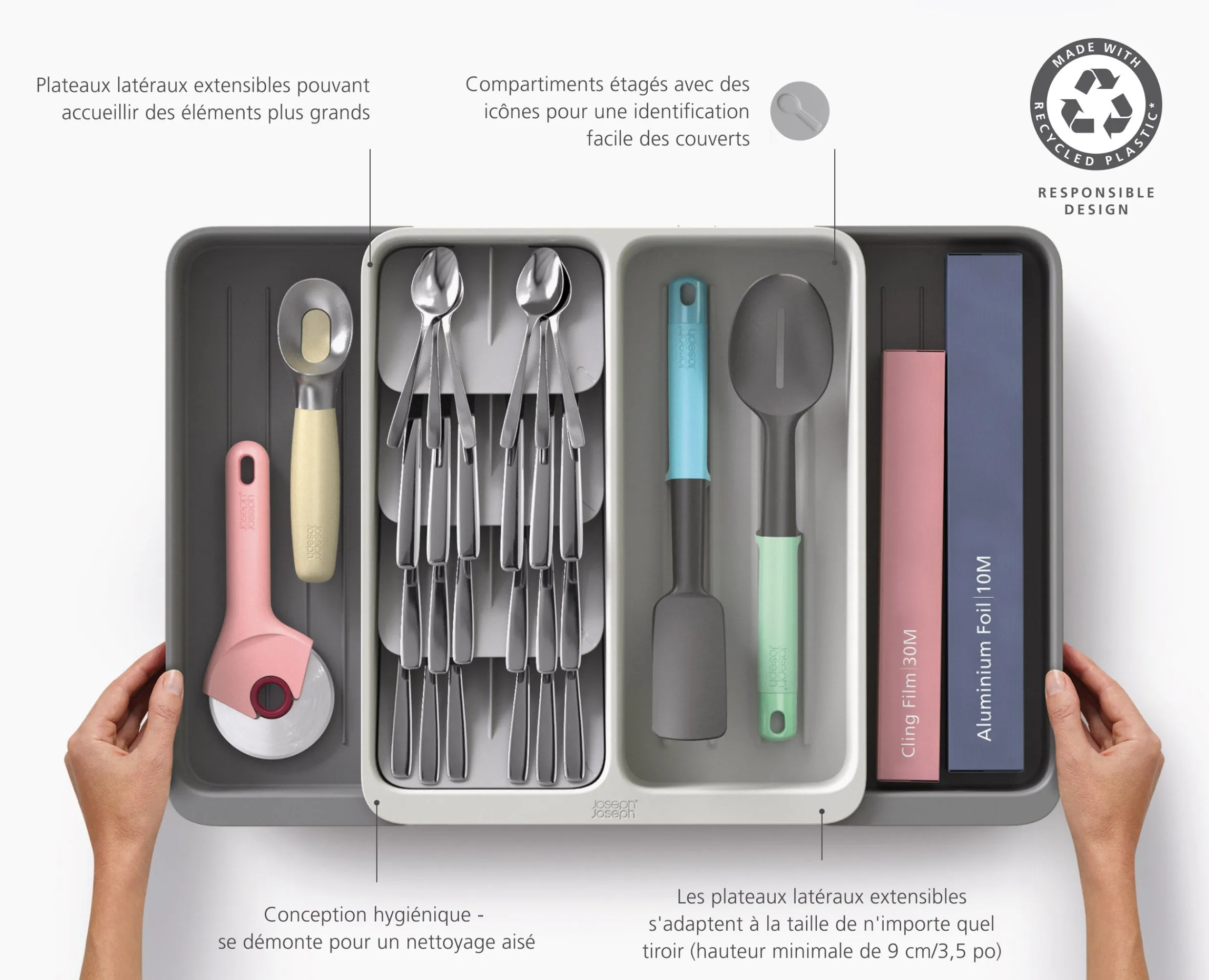 Discount Range-Couverts Extensible, Étagé et Recyclé Drawerstore™ Rangements Tiroirs De Cuisine
