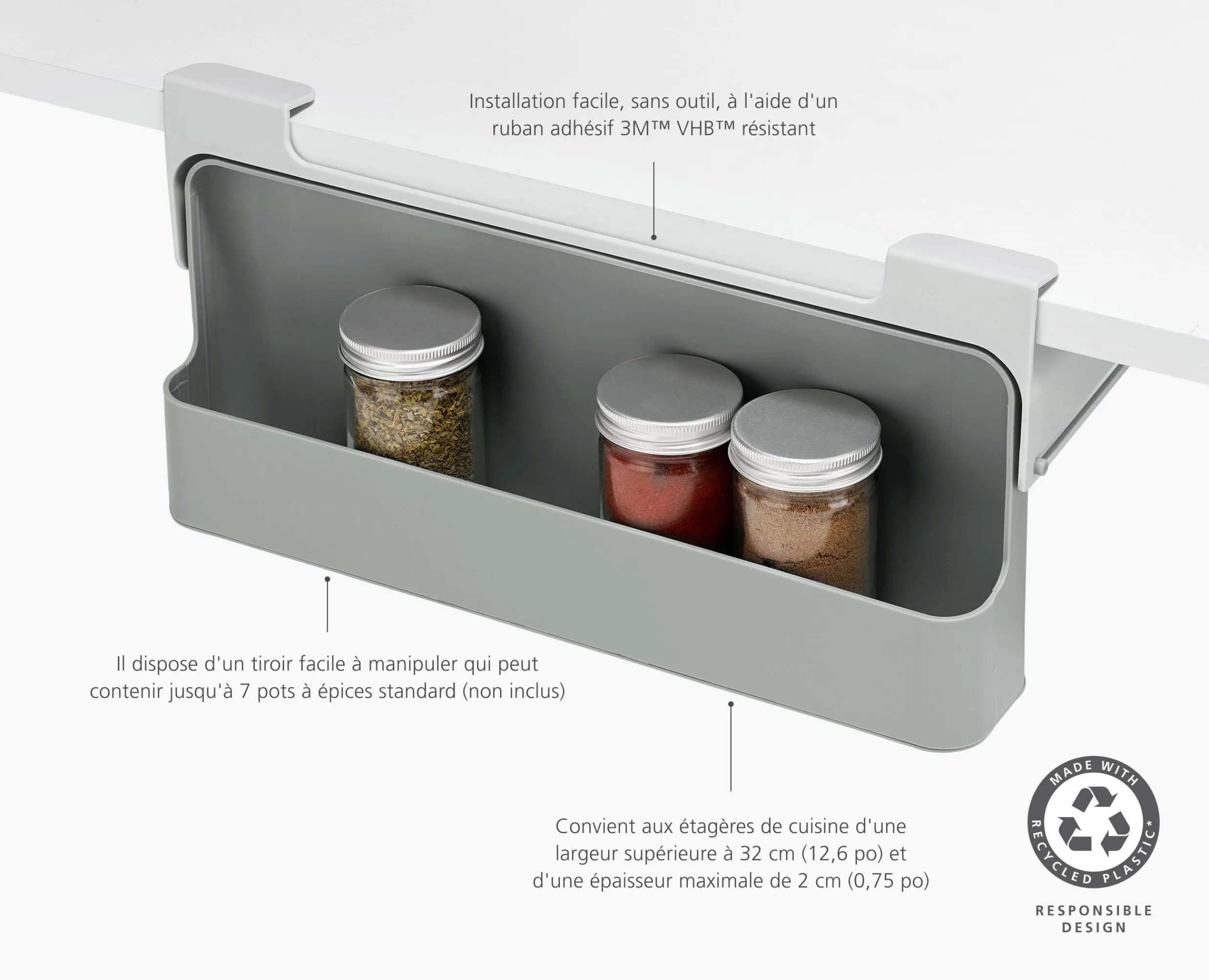 Range-Épices Sous Étagère Recyclé Cupboardstore™ Rangements Placards De Cuisine