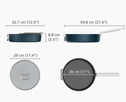Online Sauteuse Space antiadhésive en céramique 28 cm e avec poignée pliante et couvercle Poêles Et Casseroles
