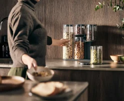 Hot Set de 5 pots de Rangement avec Support en Inox Podium™ Organisation Plans De Travail|Rangement & Conservation Alimentaire