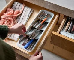 Set de 2 Range-Couverts et de Couteaux Compacts à Plusieurs Niveaux Drawerstore™ Rangements Tiroirs De Cuisine|Sets De Rangement Et Organisation Pour La Maison