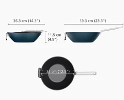 Outlet Wok Space antiadhésif en céramique 32 cm poignée pliante Poêles Et Casseroles